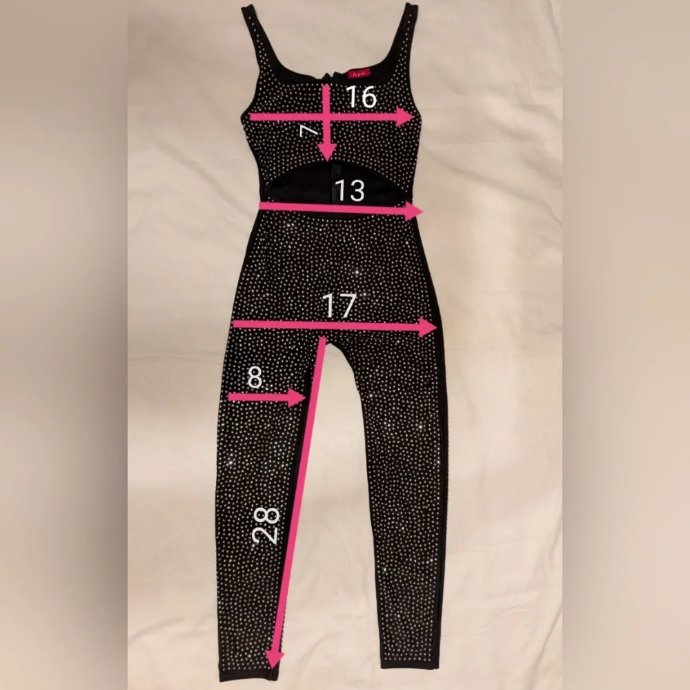 NWT Hot Miami Styles Sparkly Rhinestone Cut-Out Women's Jumpsuit - Picture 4 of 12